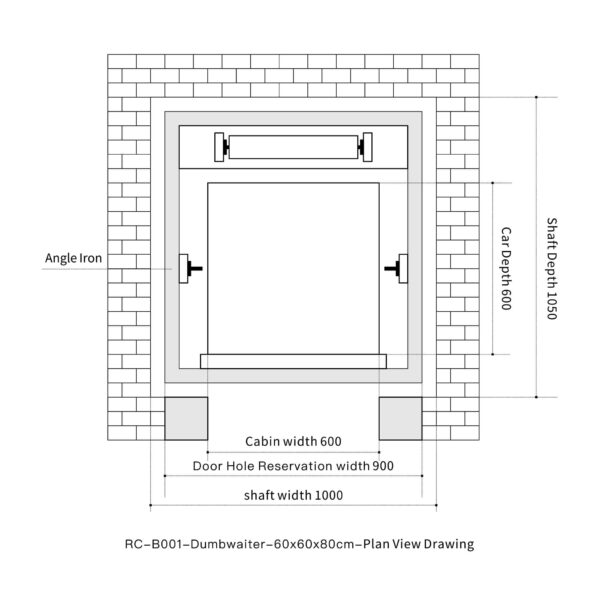 RC-B001 100kg 0.75kW Dumbwaiter Lift | 60x60x80cm Rear Counterweight
