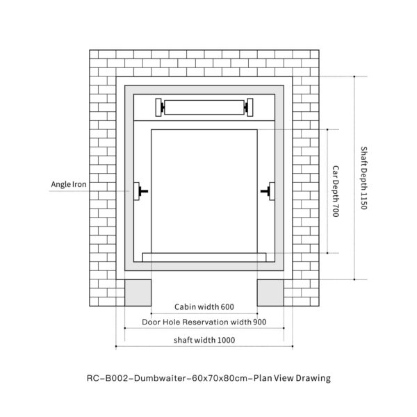 RC-B002 100kg 0.75kW Dumbwaiter Lift | 60x70x80cm Rear Counterweight