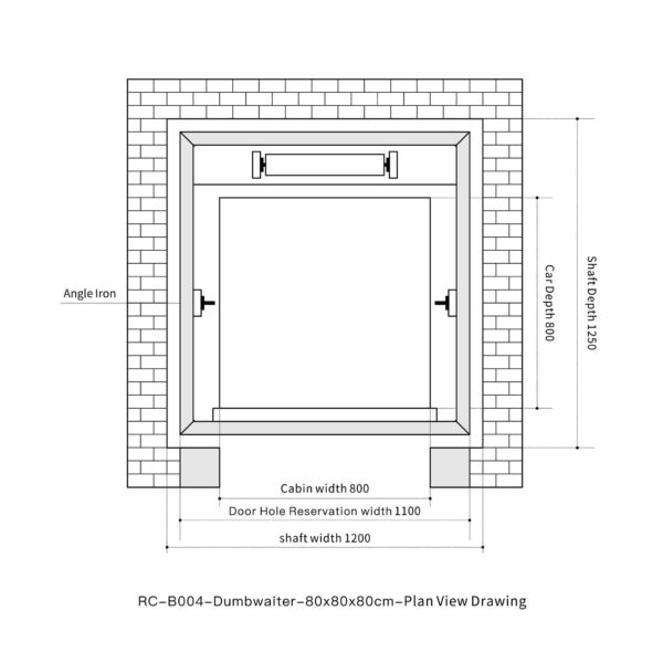RC-B004 100kg 0.75kW Dumbwaiter Lift | 80x80x80cm Rear Counterweight