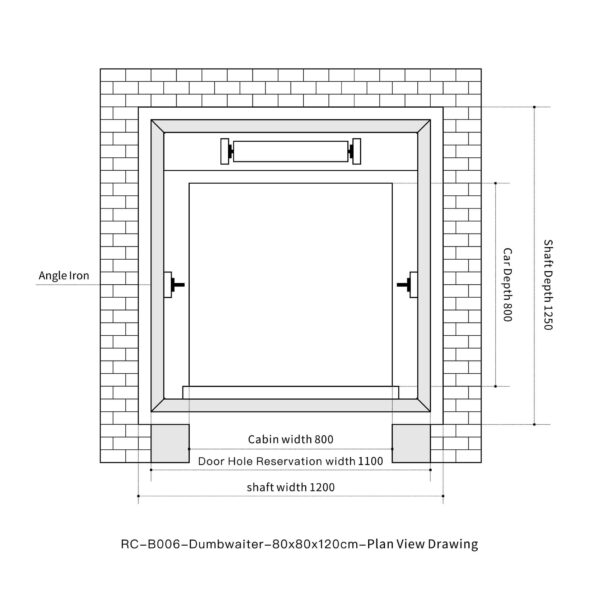 RC-B006 200kg 1.1kW Dumbwaiter Lift | 80x80x120cm Rear Counterweight