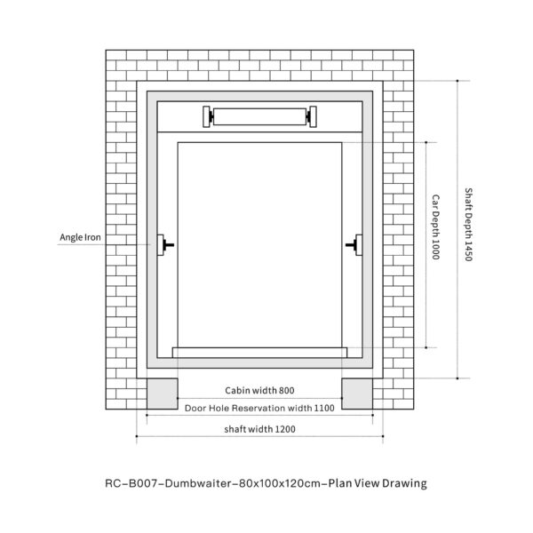 RC-B007 200kg 1.1kW Dumbwaiter Lift | 80×100×120cm Rear Counterweight