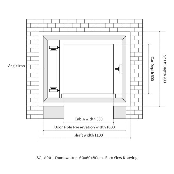SC-A001 100kg 0.75kW Dumbwaiter Lift | 60x60x80cm Side Counterweight