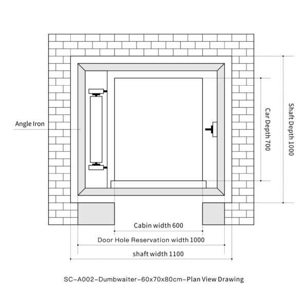 SC-A002 100kg 0.75kW Dumbwaiter Lift | 60x70x80cm Side Counterweight