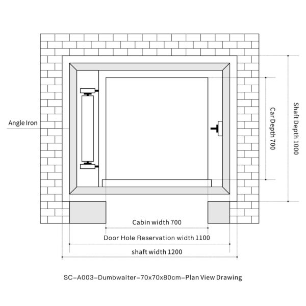 SC-A003 100kg 0.75kW Dumbwaiter Lift | 70x70x80cm Side Counterweight