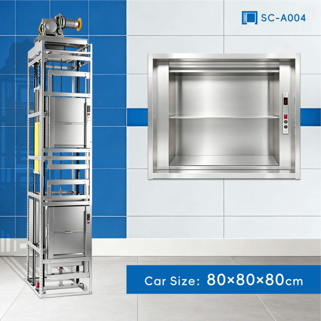 SC-A004 100kg 0.75kW Dumbwaiter Lift | 80x80x80cm Side Counterweight