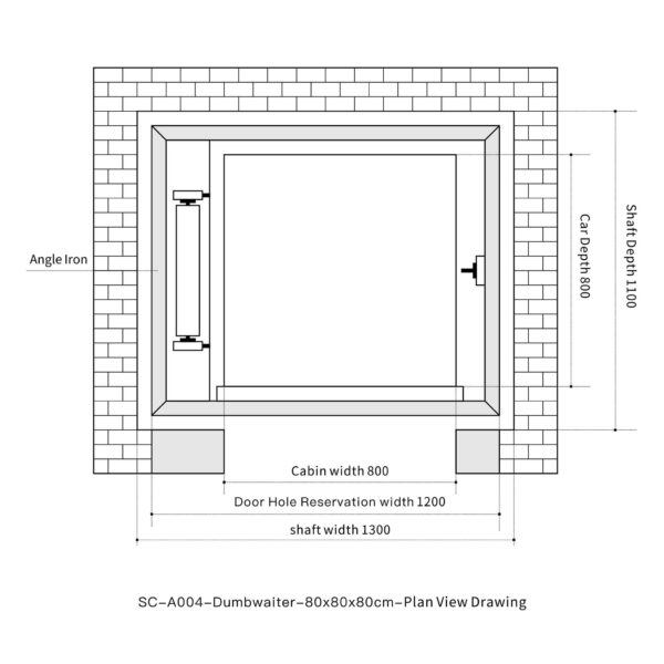 sc-a004-dumbwaiter-80x80x80cm-3 SC-A004 100kg 0.75kW Dumbwaiter Lift | 80x80x80cm Side Counterweight