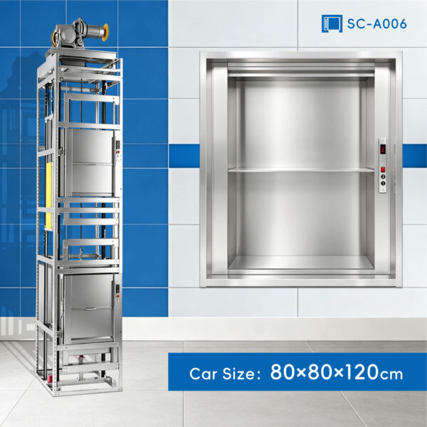 SC-A006 200kg 1.1kW Dumbwaiter Lift | 80x80x120cm Side Counterweight