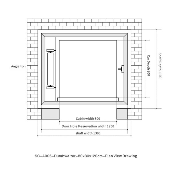 SC-A006 200kg 1.1kW Dumbwaiter Lift | 80x80x120cm Side Counterweight