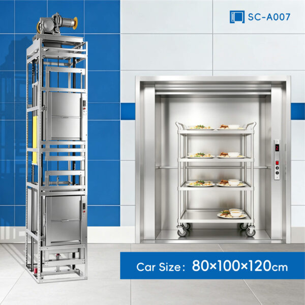 SC-A007 200kg 1.1kW Dumbwaiter Lift | 80×100×120cm Side Counterweight