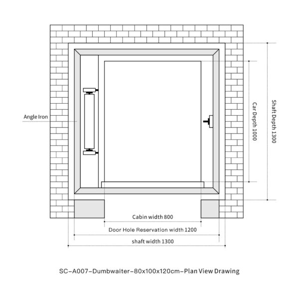 SC-A007 200kg 1.1kW Dumbwaiter Lift | 80×100×120cm Side Counterweight