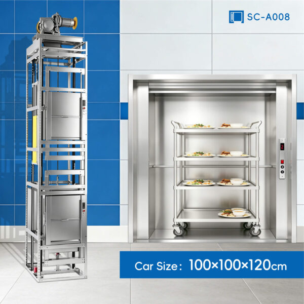 SC-A008 250kg 1.5kW Dumbwaiter Lift | 100x100x120cm Side Counterweight