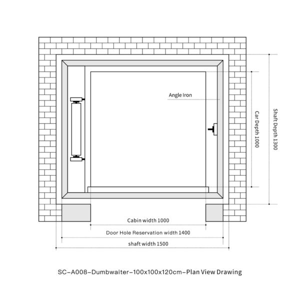 SC-A008 250kg 1.5kW Dumbwaiter Lift | 100x100x120cm Side Counterweight
